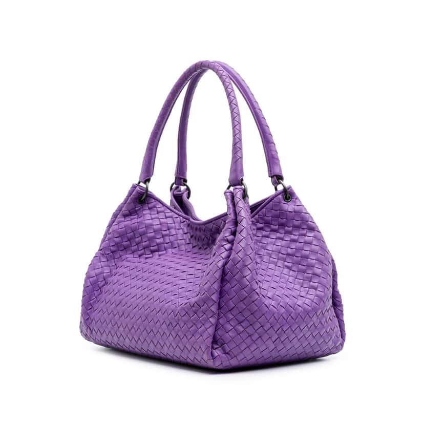 Bottega Veneta Nappa Intrecciato Parachute Tote Purple Leather Good condition - Back View