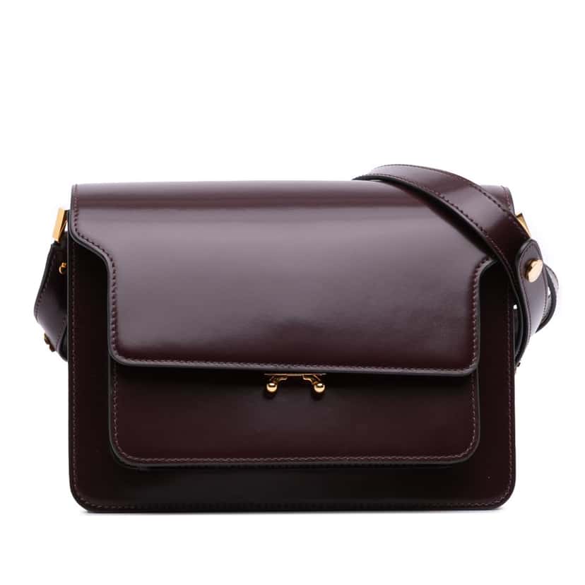 Marni Medium Trunk Leather Shoulder Bag Red Leather Good condition - Front View