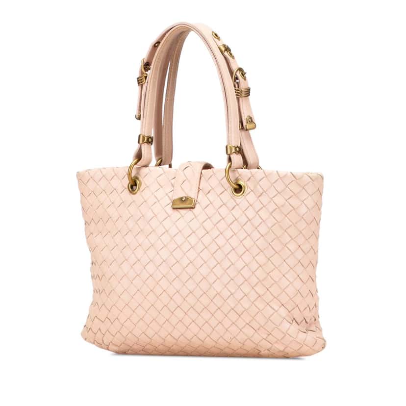 Bottega Veneta Small Nappa Intrecciato Capri Tote Pink Leather Good condition - Back View