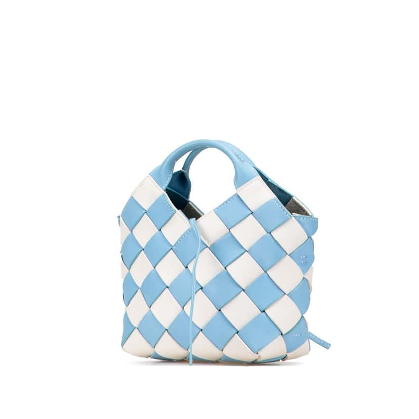 Loewe Mini Woven Calfskin Gingham Surplus Basket Bag Blue Leather Good condition - Back View