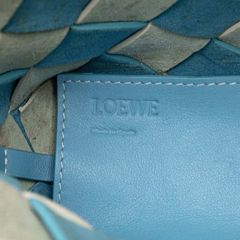 Loewe Mini Woven Calfskin Gingham Surplus Basket Bag Blue Leather Good condition - Box View