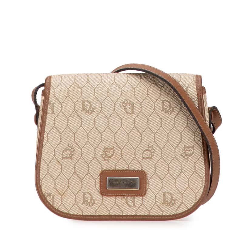 Dior Honeycomb Coated Canvas Crossbody Brown Canvas Good condition - Front View
