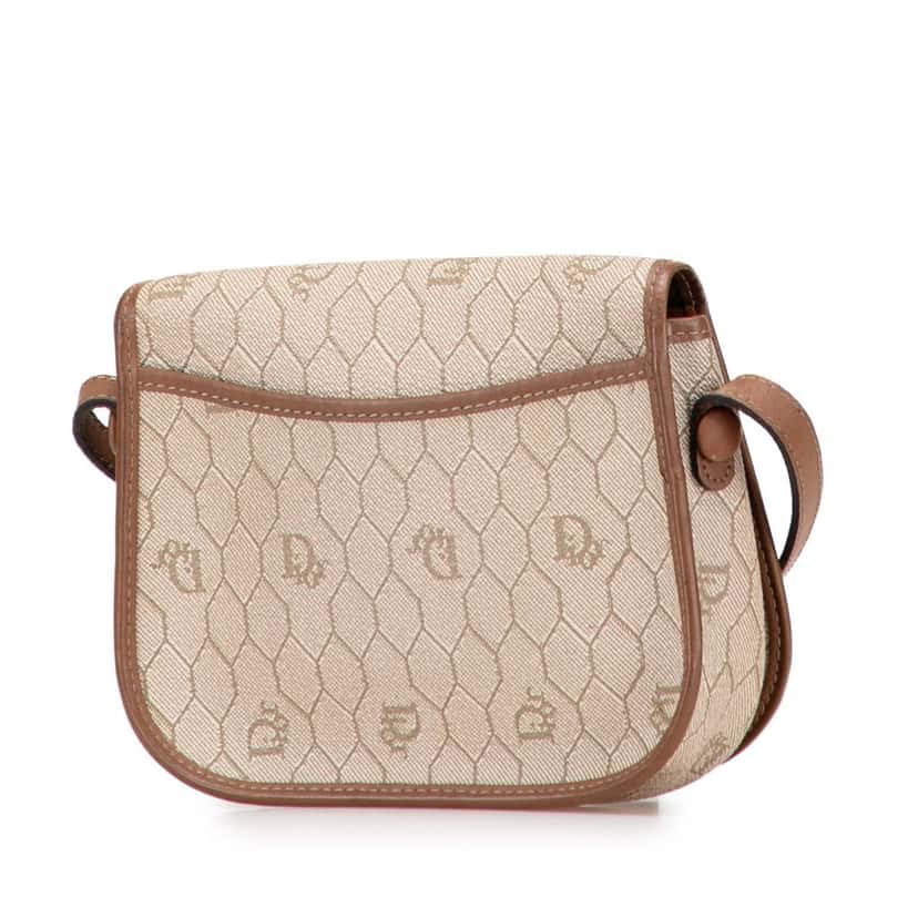 Dior Honeycomb Coated Canvas Crossbody Brown Canvas Good condition - Back View