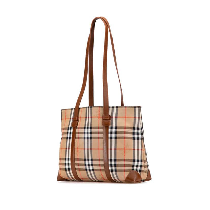 Burberry Haymarket Check Canvas Tote Brown Canvas Good condition - Back View