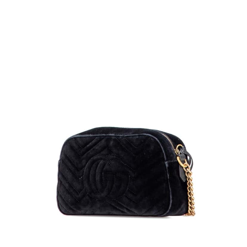 Gucci Small GG Marmont Matelasse Velvet Crossbody Black Velvet Good condition - Back View