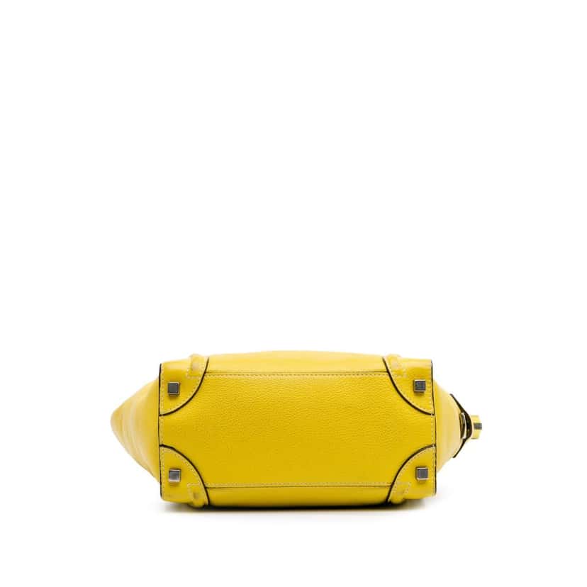 Celine Micro Drummed Calfskin Luggage Tote Yellow Leather Good condition - Inside View