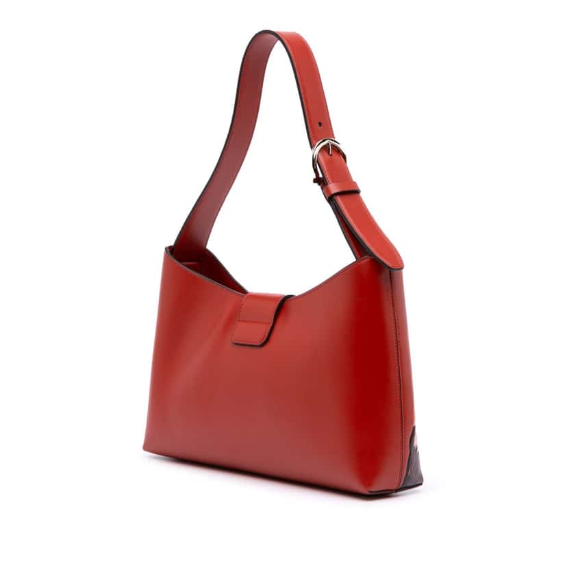 Salvatore Ferragamo Printed Leather Trifolio Shoulder Bag Red Leather Good condition - Back View