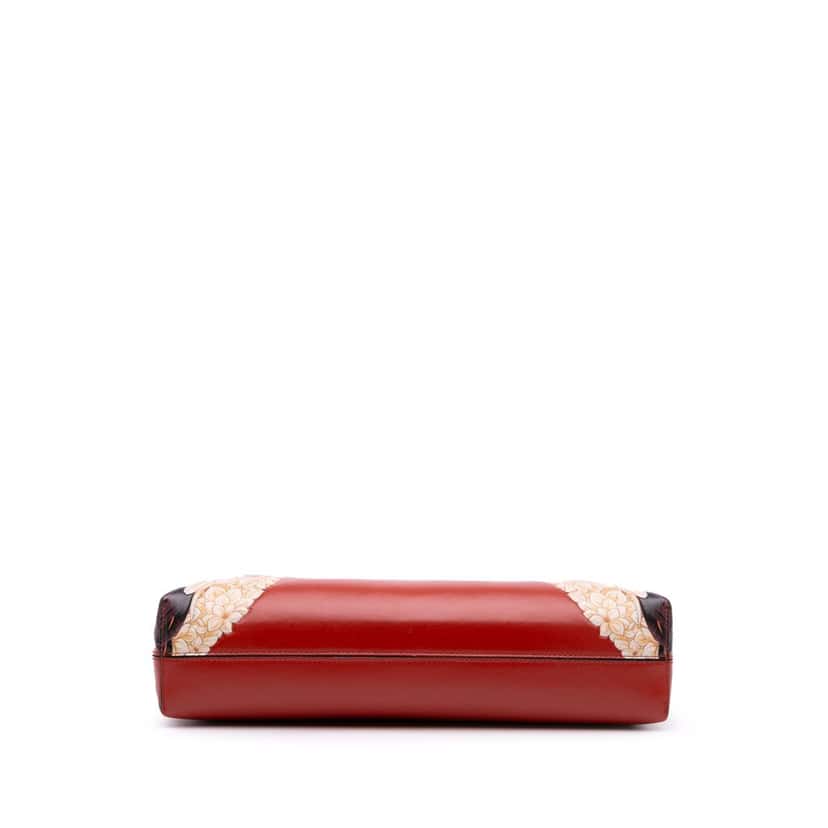 Salvatore Ferragamo Printed Leather Trifolio Shoulder Bag Red Leather Good condition - Inside View
