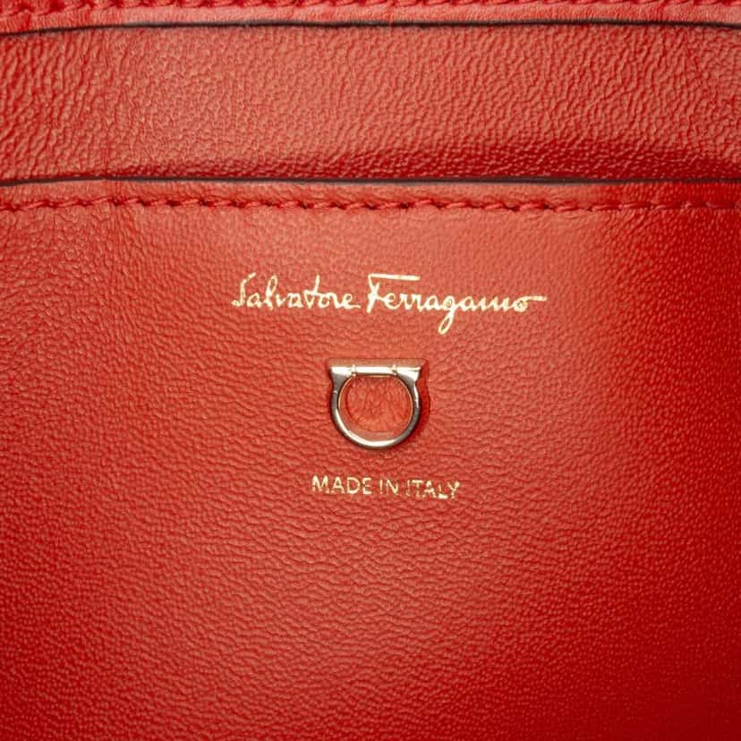 Salvatore Ferragamo Printed Leather Trifolio Shoulder Bag Red Leather Good condition - Box View