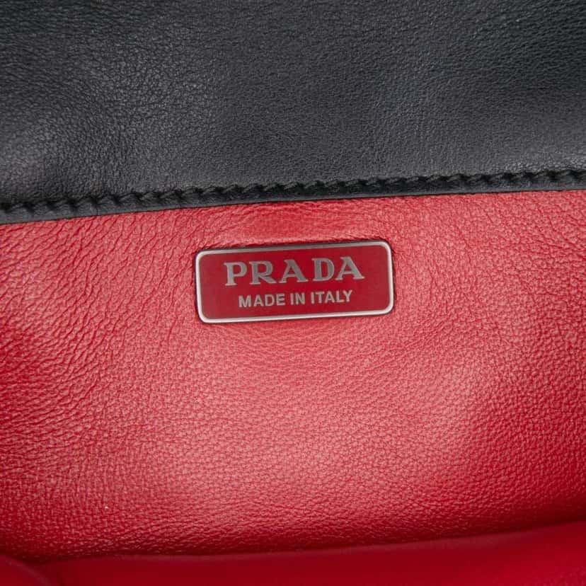 Prada Soft Calf Grommet Lock Flap Chain Crossbody Black Leather Good condition - Box View