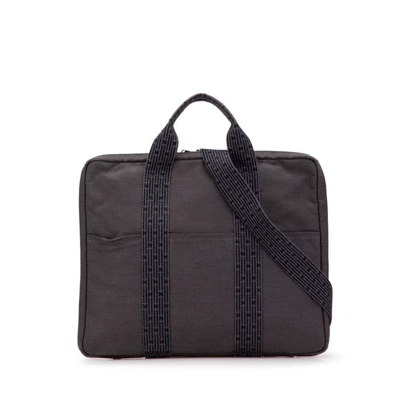 Hermès Canvas Herline Porte Documents Grey Canvas Good condition - Front View