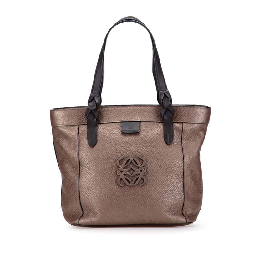 Loewe Anagram Leather Fusta Tote Brown Leather Very good condition - Front View