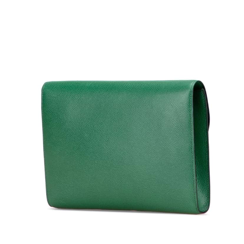 Hermès Epsom H Gaine Clutch Green Leather Good condition - Back View