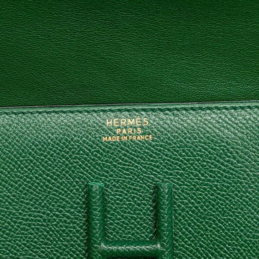 Hermès Epsom H Gaine Clutch Green Leather Good condition - Box View