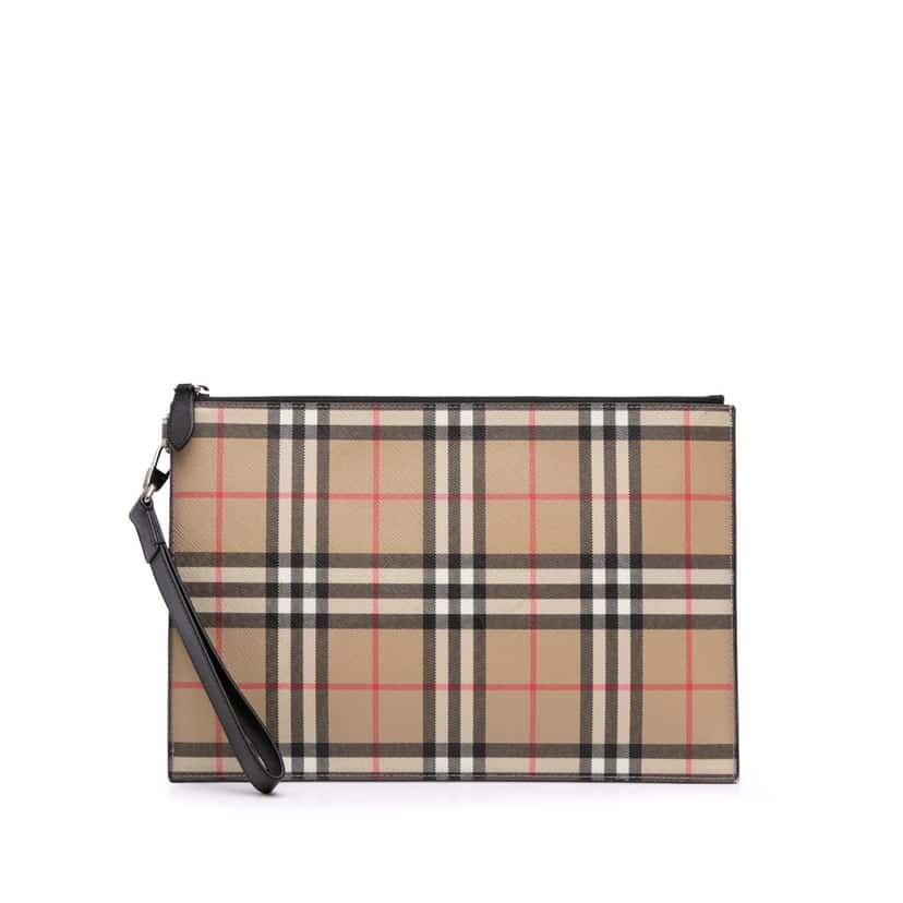 Burberry House Check Canvas Clutch Brown Canvas Good condition - Front View