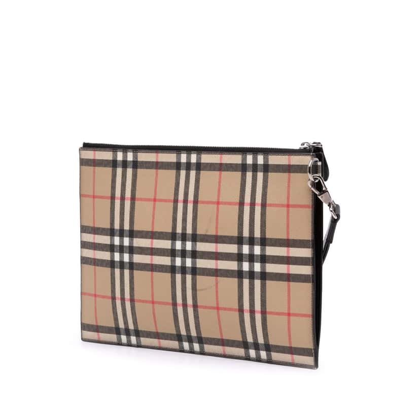 Burberry House Check Canvas Clutch Brown Canvas Good condition - Back View