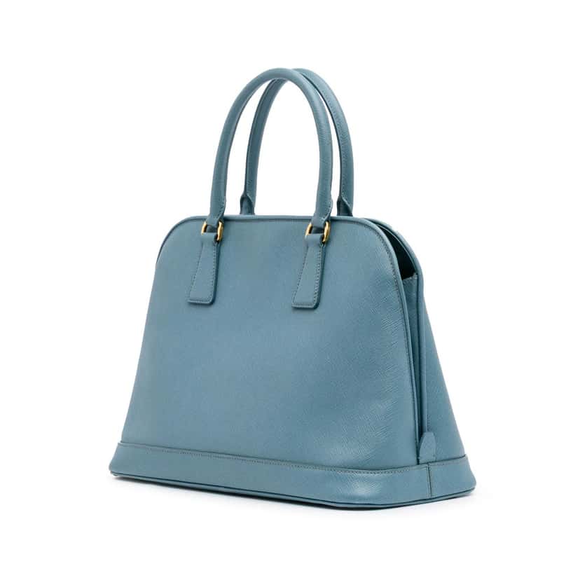 Prada Medium Saffiano Lux Open Promenade Satchel Blue Leather Good condition - Back View