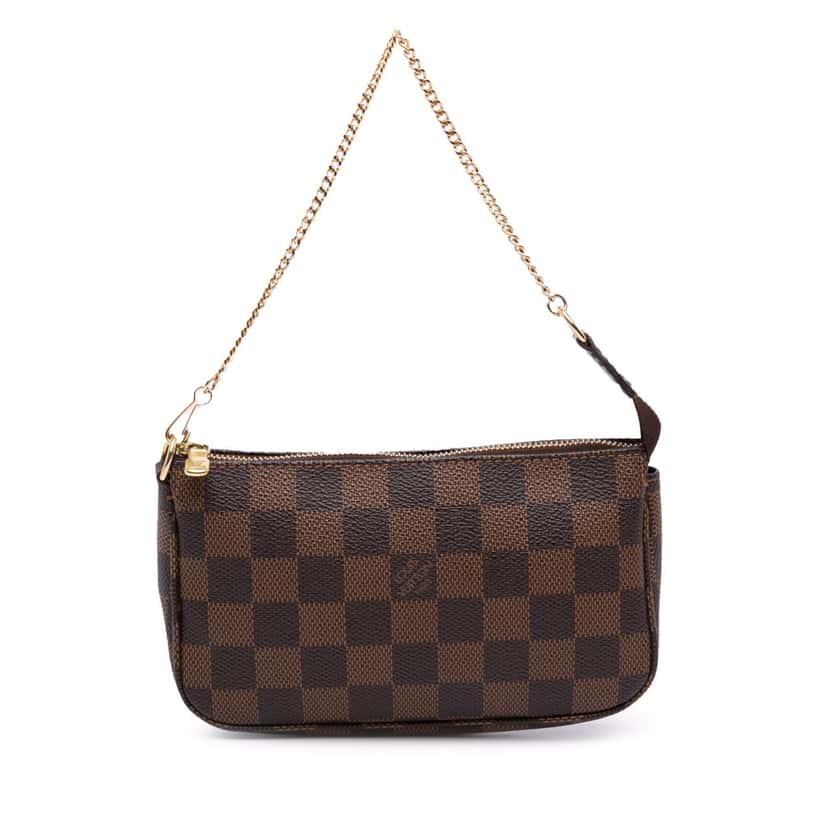 Louis Vuitton Damier Ebene Mini Pochette Accessoires Brown Canvas Good condition - Front View