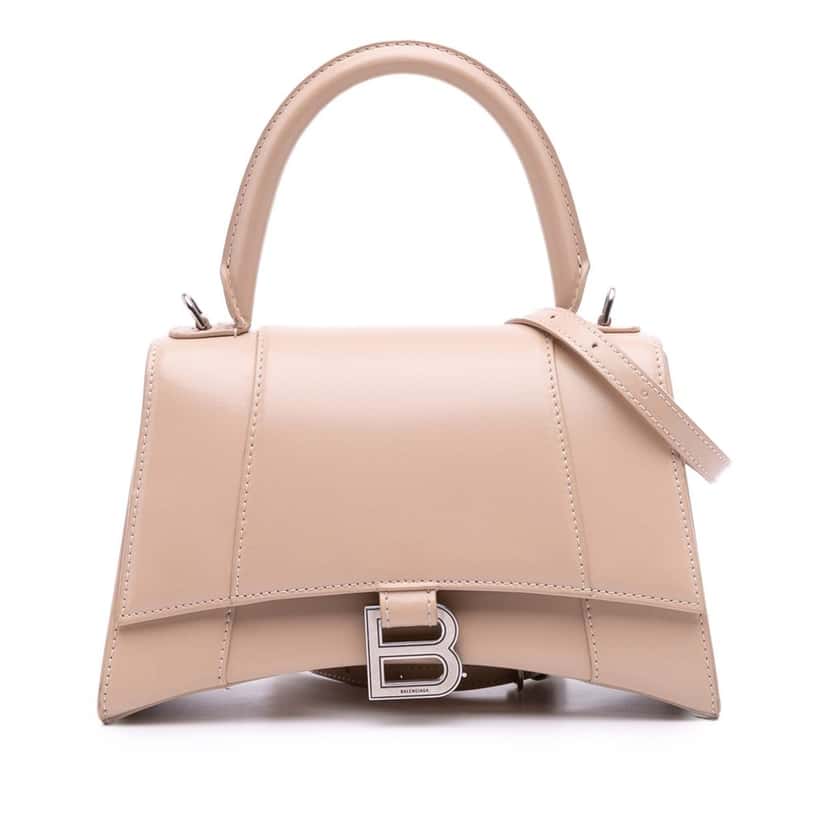 Balenciaga Small Leather Hourglass Top Handle Bag Brown Leather Good condition - Front View