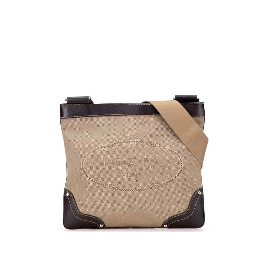Prada Canvas Canapa Logo Crossbody Brown Canvas Good condition - Front View