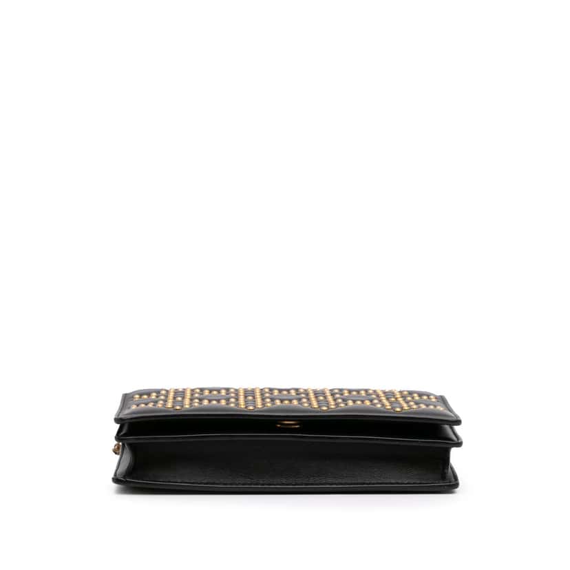 Dior Studded Calfskin Cannage Lady Dior Wallet on Chain Black Leather Good condition - Inside View