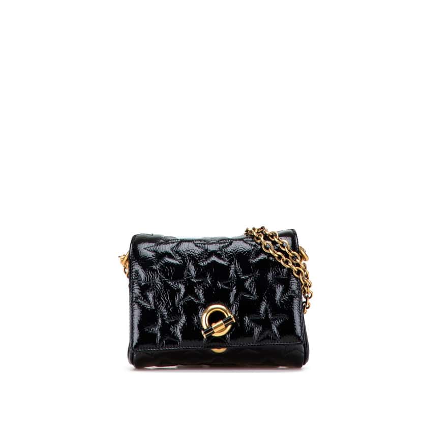 Yves Saint Laurent Patent Leather Star Shoulder Bag Black Leather Good condition - Front View