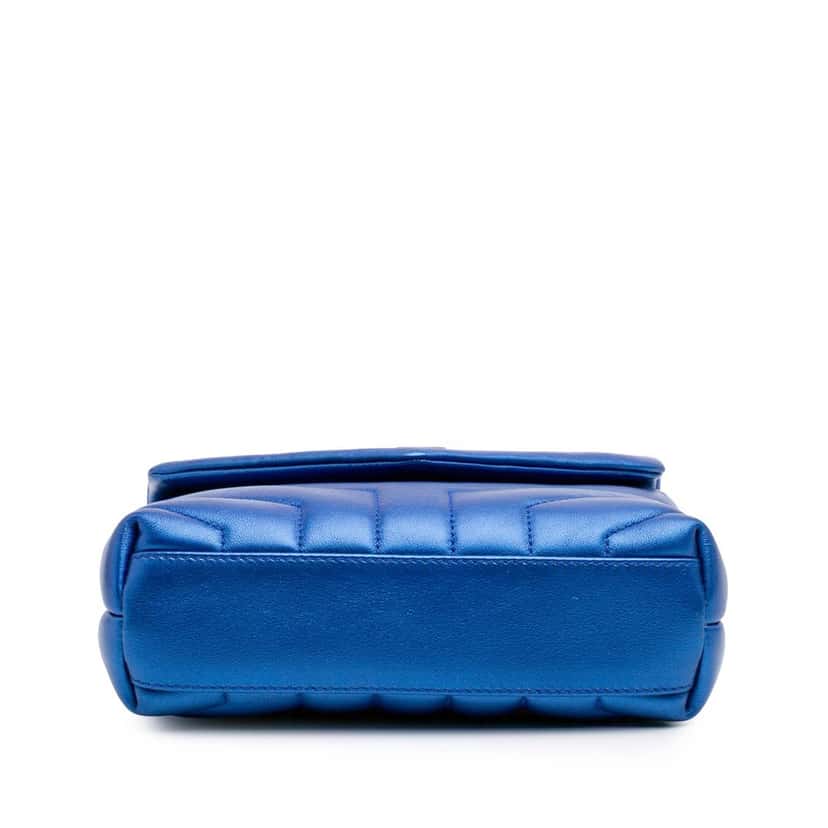 Saint Laurent Toy Metallic Calfskin LouLou Crossbody Blue Leather Good condition - Inside View