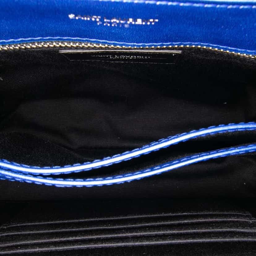 Saint Laurent Toy Metallic Calfskin LouLou Crossbody Blue Leather Good condition - Model View