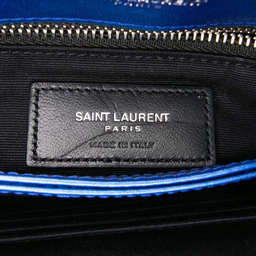 Saint Laurent Toy Metallic Calfskin LouLou Crossbody Blue Leather Good condition - Box View