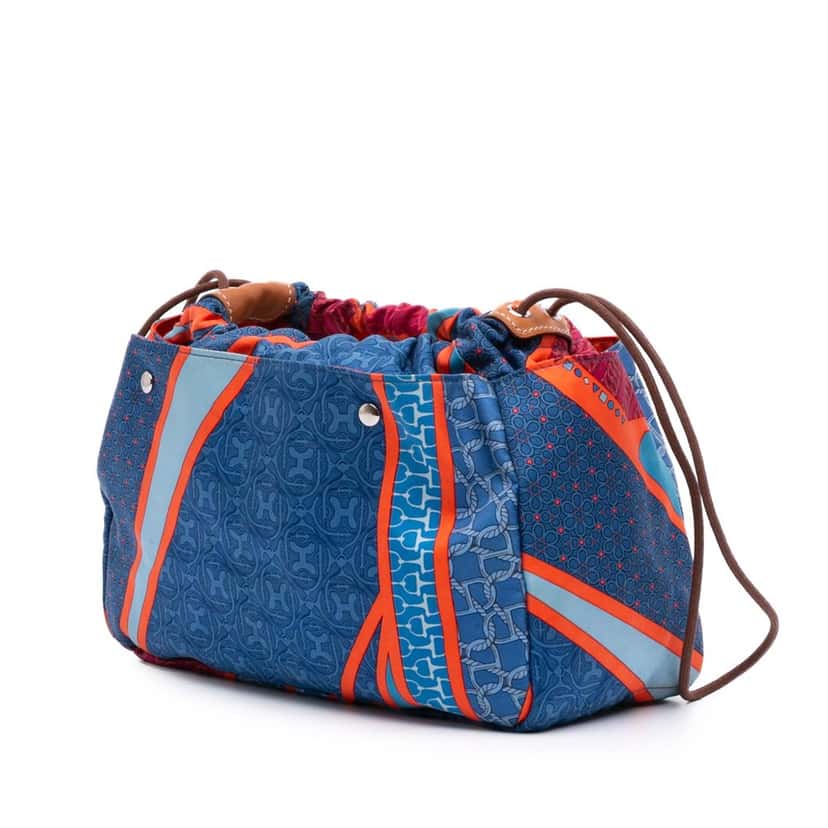 Hermès Silk Carre en Cravates Fourbi 25 Bag Insert Pouch Blue Silk Good condition - Back View