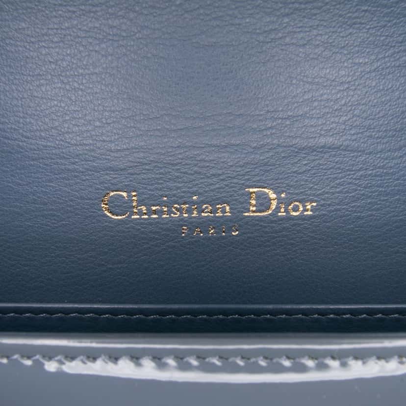 Dior Patent Cannage Lady Dior Wallet On Chain Grey Leather Good condition - Box View