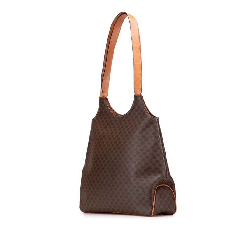 Celine Macadam Coated Canvas Shoulder Bag Brown Canvas Good condition - Back View