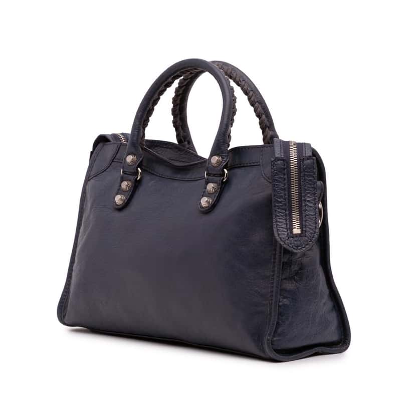 Balenciaga Small Lambskin Motocross Classic City Giant 12 Satchel Blue Leather Good condition - Back View