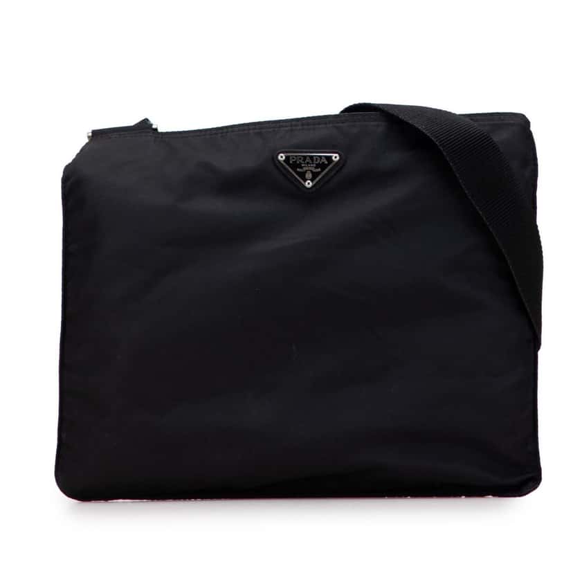 Prada Tessuto Zip Top Crossbody Black Good condition - Front View