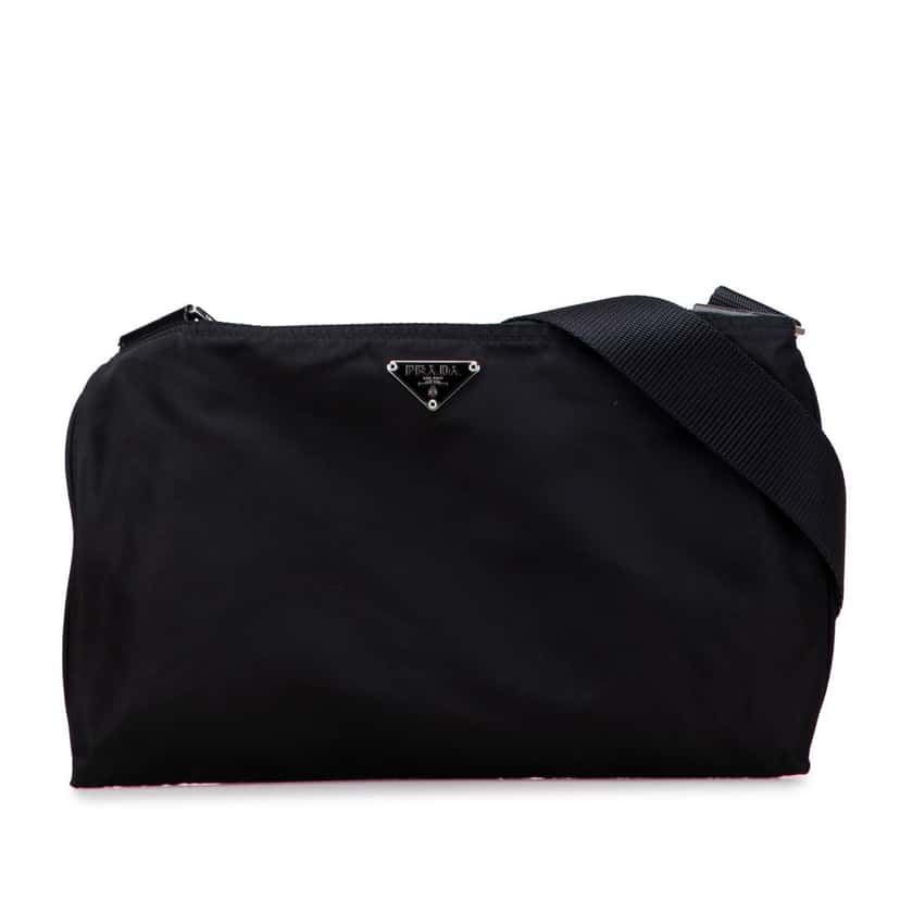 Prada Tessuto Zip Top Crossbody Black Good condition - Front View