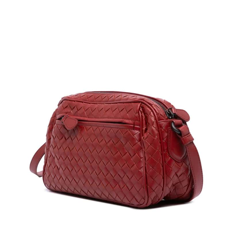Bottega Veneta Leather Intrecciato Crossbody Red Leather Good condition - Back View