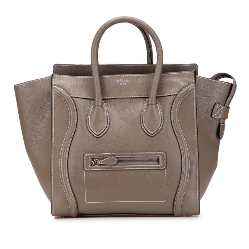 Celine Mini Calfskin Luggage Tote Brown Leather Good condition - Front View