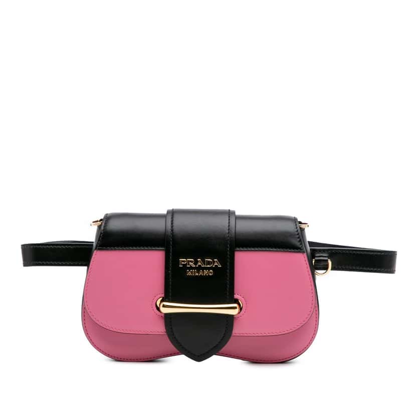 Prada City Calf Sidonie Convertible Belt Bag Pink Leather Good condition - Front View