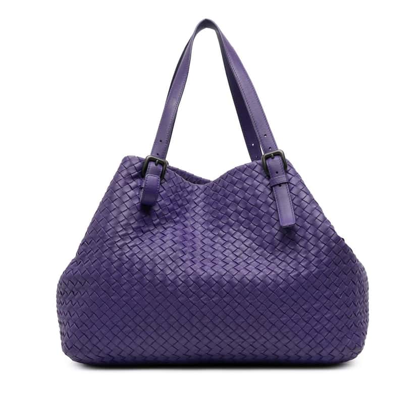 Bottega Veneta Large Nappa Intrecciato Cesta Tote Purple Leather Good condition - Front View