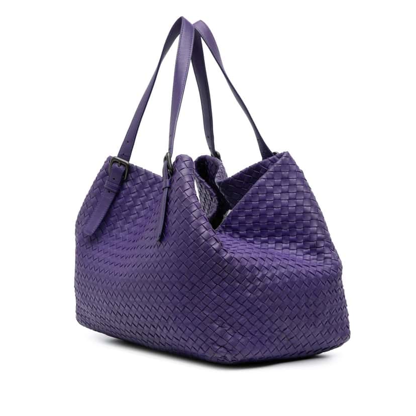 Bottega Veneta Large Nappa Intrecciato Cesta Tote Purple Leather Good condition - Back View
