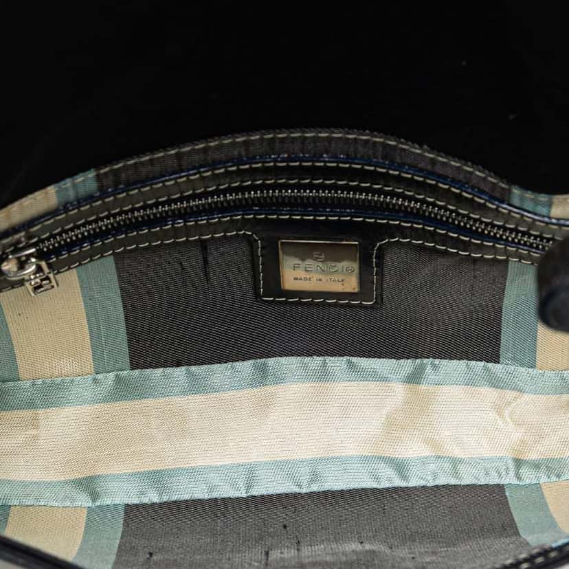 Fendi Canvas FF Marble Baguette Shoulder Bag Blue Canvas Good condition - Model View