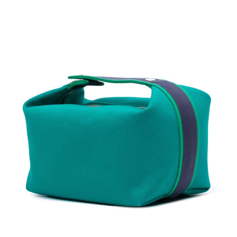 Hermès Large Canvas Bride A Brac Case Green Canvas Good condition - Back View