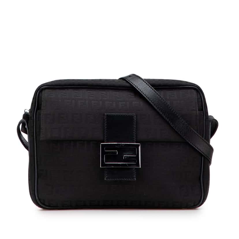 Fendi Zucchino Canvas Crossbody Black Canvas Fair condition - Front View