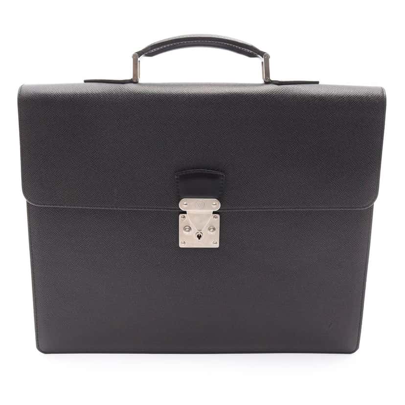 Louis Vuitton Taiga Moskova Briefcase Black Leather Good condition - Front View