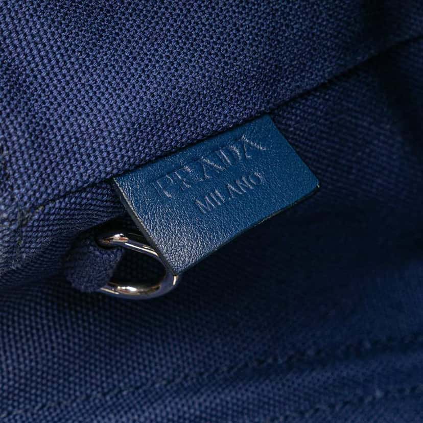 Prada Small Canvas Canapa Grommet Satchel Blue Canvas Good condition - Box View