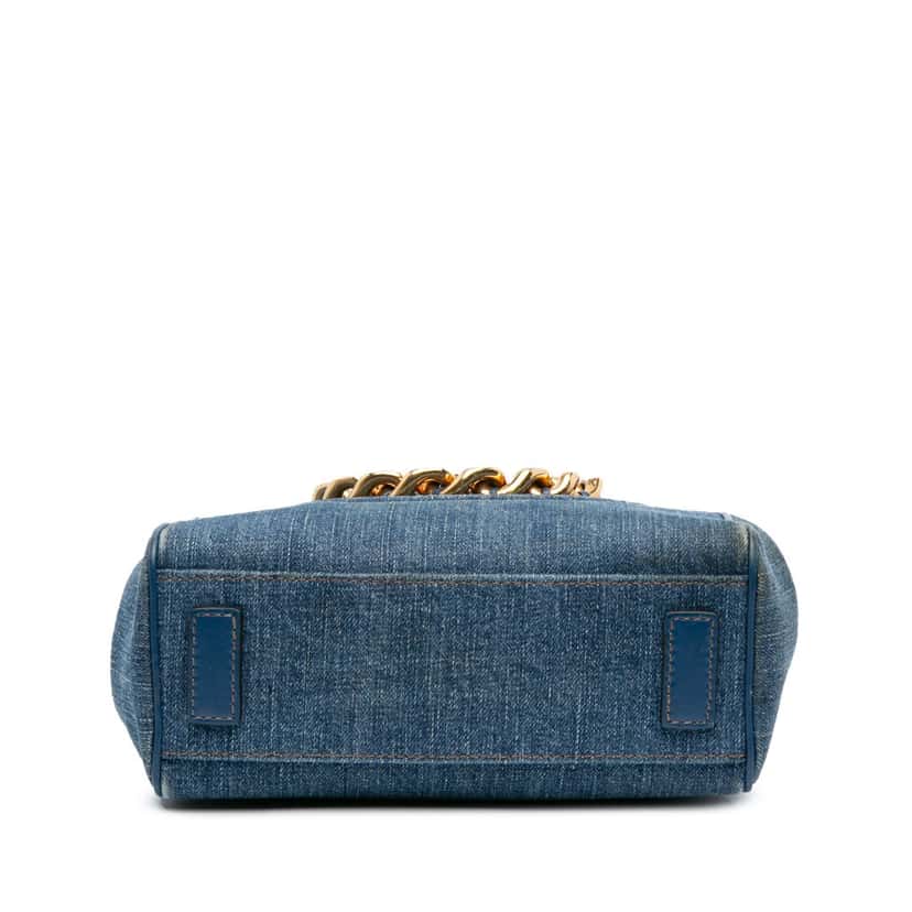 Versace Small Denim La Medusa Chain Top Handle Bag Blue Denim Good condition - Inside View
