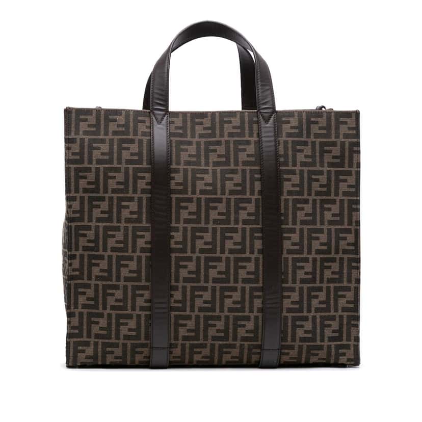 Fendi Large Zucca Canvas Shopper Tote Brown Canvas Good condition - Front View