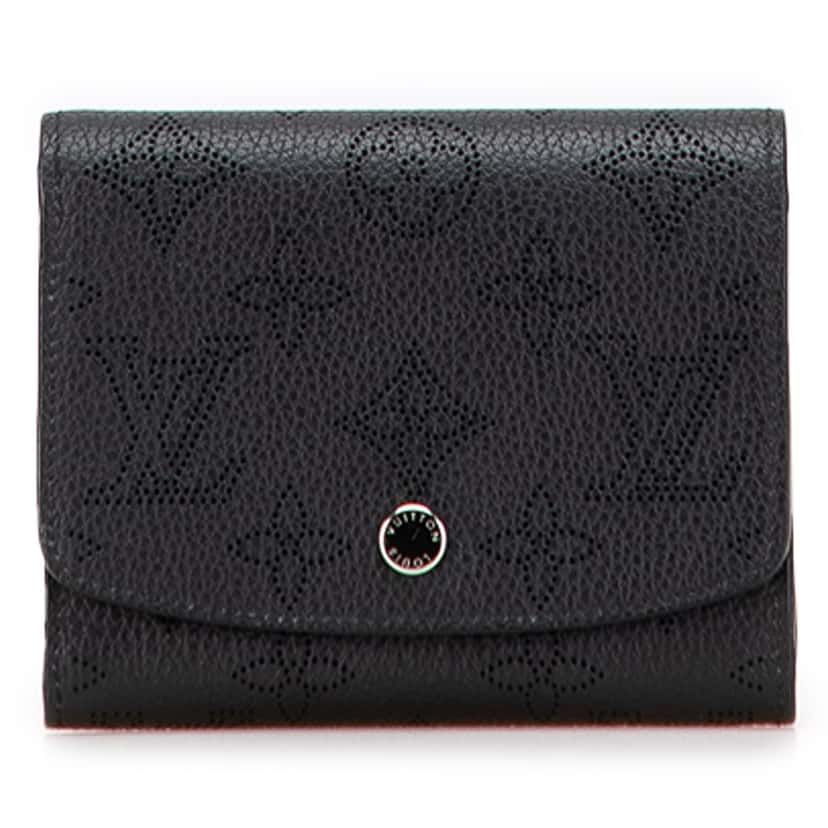 Louis Vuitton Monogram Mahina Iris Compact Wallet Black Leather Good condition - Front View