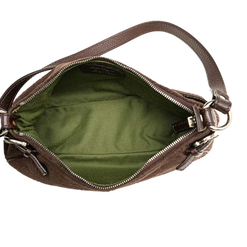 Salvatore Ferragamo Gancini Suede Shoulder Bag Brown Leather Good condition - Model View