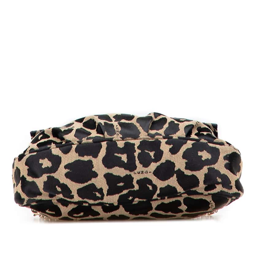 Fendi Leopard Print Canvas Fendista Pochette Crossbody Brown Canvas Good condition - Inside View